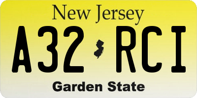 NJ license plate A32RCI