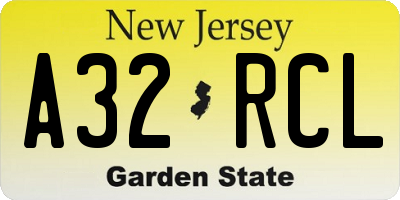NJ license plate A32RCL