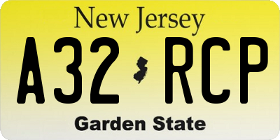 NJ license plate A32RCP