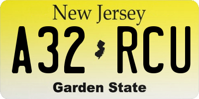 NJ license plate A32RCU