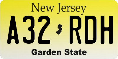 NJ license plate A32RDH