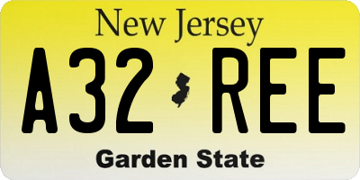 NJ license plate A32REE