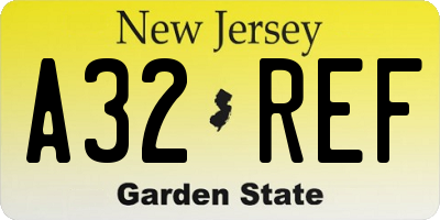 NJ license plate A32REF