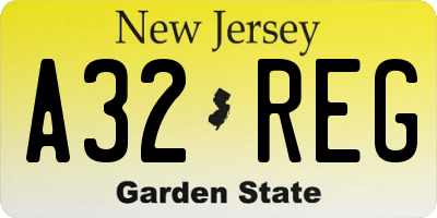 NJ license plate A32REG