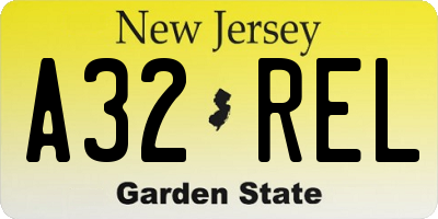 NJ license plate A32REL