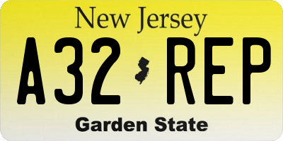 NJ license plate A32REP