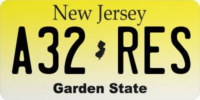 NJ license plate A32RES