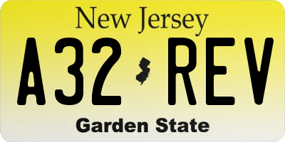 NJ license plate A32REV