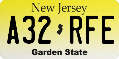NJ license plate A32RFE