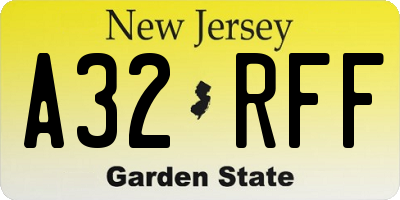 NJ license plate A32RFF