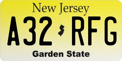 NJ license plate A32RFG