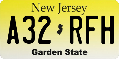 NJ license plate A32RFH