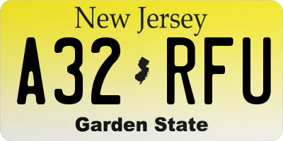 NJ license plate A32RFU