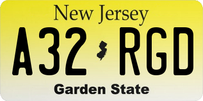 NJ license plate A32RGD
