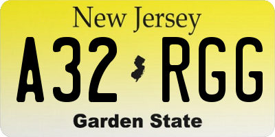 NJ license plate A32RGG