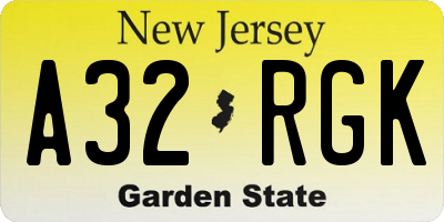 NJ license plate A32RGK