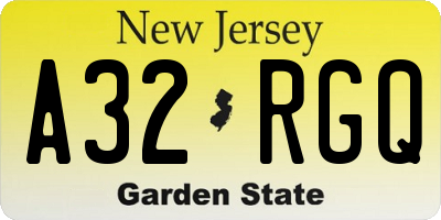 NJ license plate A32RGQ