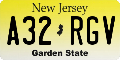 NJ license plate A32RGV