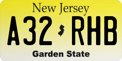 NJ license plate A32RHB