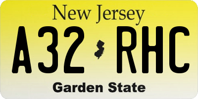 NJ license plate A32RHC