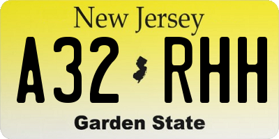 NJ license plate A32RHH
