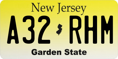 NJ license plate A32RHM