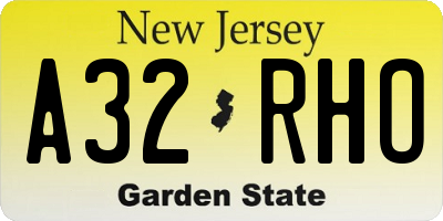 NJ license plate A32RHO