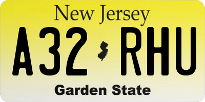 NJ license plate A32RHU
