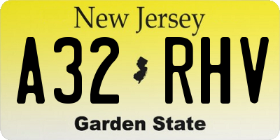 NJ license plate A32RHV