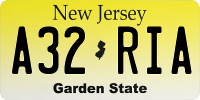 NJ license plate A32RIA