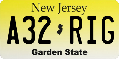NJ license plate A32RIG