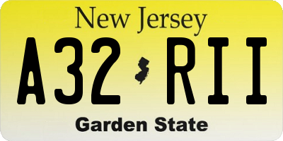 NJ license plate A32RII