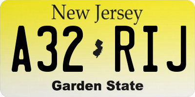 NJ license plate A32RIJ