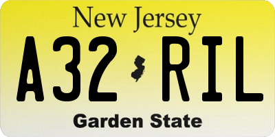 NJ license plate A32RIL