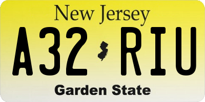 NJ license plate A32RIU