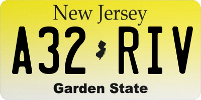 NJ license plate A32RIV