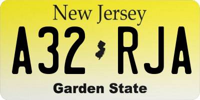NJ license plate A32RJA