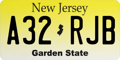 NJ license plate A32RJB