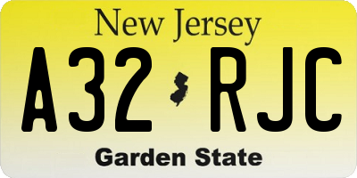 NJ license plate A32RJC