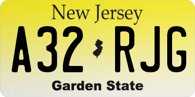 NJ license plate A32RJG