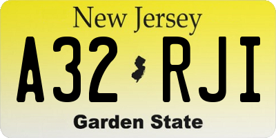 NJ license plate A32RJI
