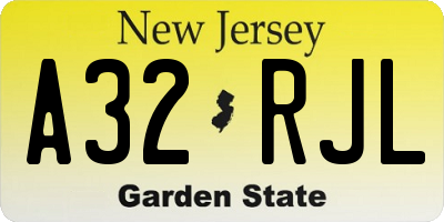NJ license plate A32RJL
