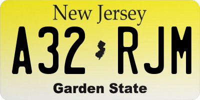 NJ license plate A32RJM