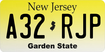 NJ license plate A32RJP