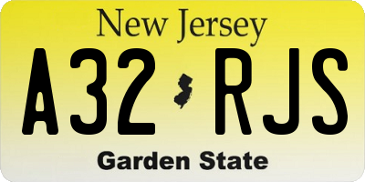 NJ license plate A32RJS