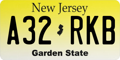 NJ license plate A32RKB