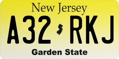 NJ license plate A32RKJ