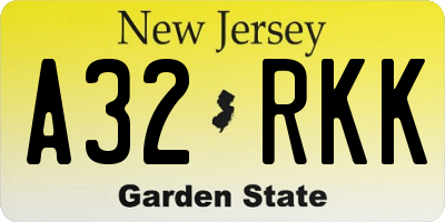 NJ license plate A32RKK