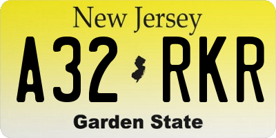 NJ license plate A32RKR