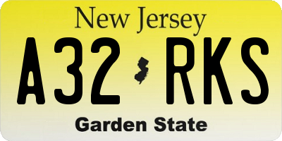 NJ license plate A32RKS